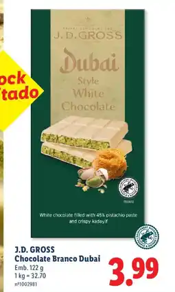 Lidl J.D. GROSS Chocolate Branco Dubai promoção