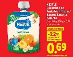 Lidl NESTLÉ Pacotinho de Fruta Multifrutas/ Banana Laranja Bolacha promoção