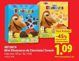 Lidl ARTIACH Mini Dinosaurus de Chocolate/ Cereais promoção