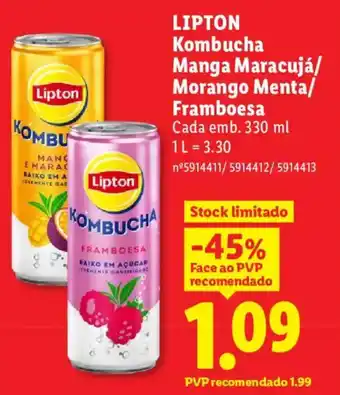 LIPTON Kombucha Manga Maracujá/ Morango Menta/ Framboesa