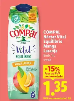 Lidl COMPAL Néctar Vital Equilíbrio Manga Laranja promoção