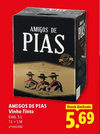 Lidl AMIGOS DE PIAS Vinho Tinto promoção
