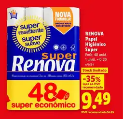 Lidl RENOVA Papel Higiénico Super promoção