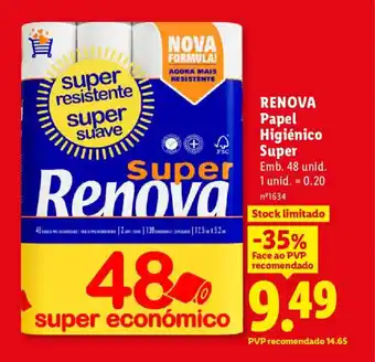 Lidl RENOVA Papel Higiénico Super promoção