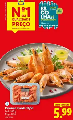 Lidl Camarão Cozido 30/50 promoção