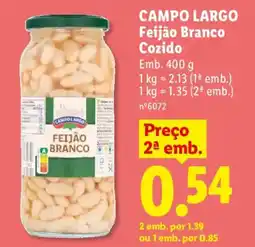 Lidl CAMPO LARGO Feijão Branco Cozido promoção