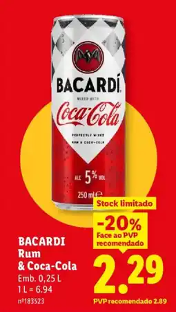Lidl BACARDI Rum & Coca-Cola promoção