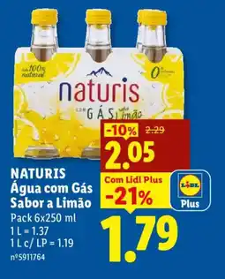 Lidl NATURIS Água com Gás Sabor a Limão promoção