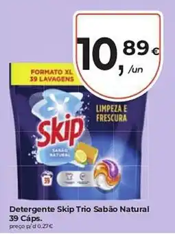 Aqui é fresco Detergente Skip Trio Sabão Natural 39 Cáps. promoção