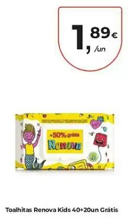 Aqui é fresco Toalhitas Renova Kids 40+20un Grátis promoção