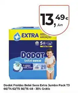 Aqui é fresco Dodot Fraldas Bebé Seco Extra Jumbo promoção