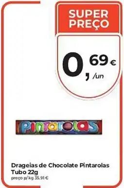 Aqui é fresco Drageias de Chocolate Pintarolas Tubo promoção