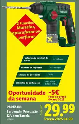 Lidl PARKSIDE Berbequim Percussão 12 V sem Bateria promoção