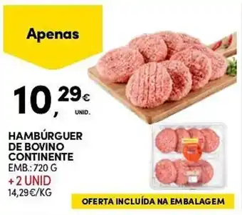 Continente Hamburguer de bovino continente promoção