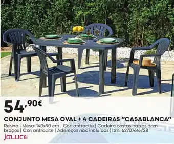 Conjunto mesa oval +4 cadeiras "casablanca"
