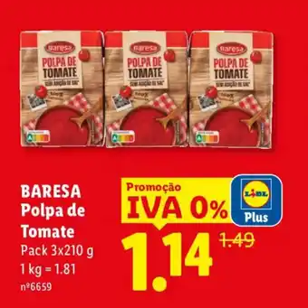 Lidl BARESA Polpa de Tomate promoção