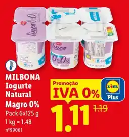 Lidl MILBONA Iogurte Natural Magro 0% promoção