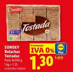 Lidl SONDEY Bolachas Tostadas promoção