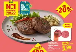Lidl Hambúrguer de Bovino com Queijo Cheddar e Bacon promoção