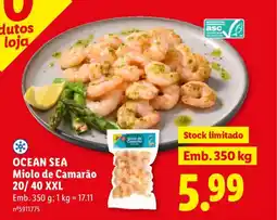 Lidl OCEAN SEA Miolo de Camarão 20/ 40 XXL promoção