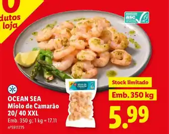 Lidl OCEAN SEA Miolo de Camarão 20/ 40 XXL promoção