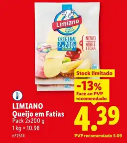 Lidl LIMIANO Queijo em Fatias promoção