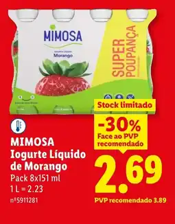 Lidl MIMOSA Iogurte Líquido de Morango promoção