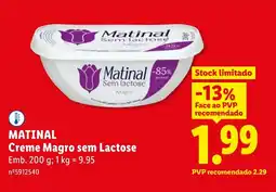 Lidl MATINAL Creme Magro sem Lactose promoção