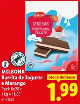 Lidl MILBONA Barrita de Iogurte e Morango promoção
