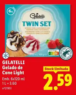 Lidl GELATELLI Gelado de Cone Light promoção