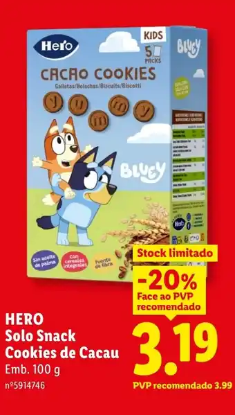 Lidl HERO Solo Snack Cookies de Cacau promoção