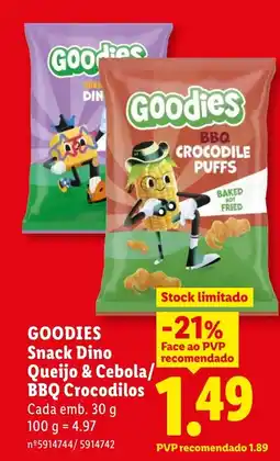 Lidl GOODIES Snack Dino Queijo & Cebola/ BBQ Crocodilos Cada promoção