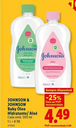 Lidl JOHNSON & JOHNSON Baby Óleo Hidratante/Aloé Cada promoção