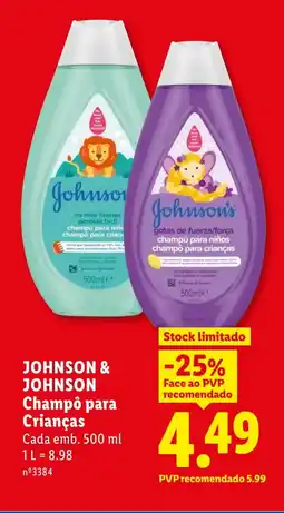 Lidl JOHNSON & JOHNSON Champo para Crianças promoção