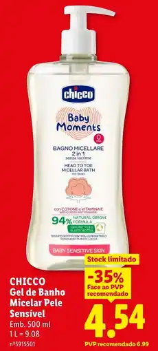 Lidl CHICCO Gel de Banho Micelar Pele Sensível promoção