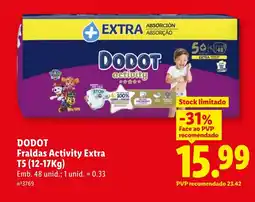 Lidl DODOT Fraldas Activity Extra T5 promoção