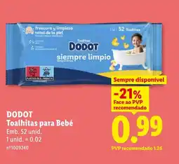 Lidl DODOT Toalhitas para Bebé promoção