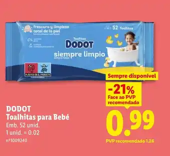 Lidl DODOT Toalhitas para Bebé promoção