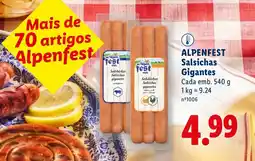 Lidl ALPENFEST Salsichas Gigantes Cada promoção