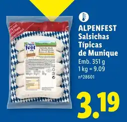 Lidl ALPENFEST Salsichas Típicas de Munique promoção