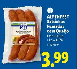 Lidl ALPENFEST Salsichas Fumadas com Queijo promoção