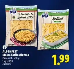 Lidl ALPENFEST Massa Estilo Alemão promoção