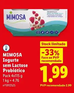 Lidl MIMOSA Iogurte sem Lactose Probiótico promoção