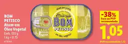 Lidl BOM PETISCO Atum em Óleo Vegetal promoção