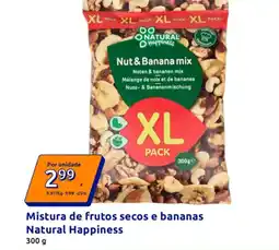 Action Mistura de frutos secos e bananas Natural Happiness promoção