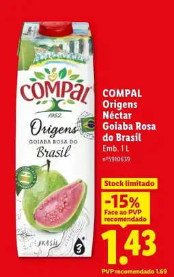 Lidl COMPAL Origens Néctar Goiaba Rosa do Brasil promoção