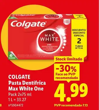 Lidl COLGATE Pasta Dentifrica Max White One promoção