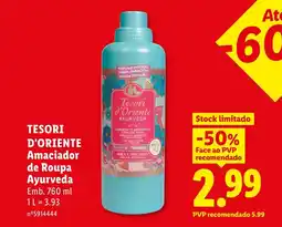 Lidl TESORI D'ORIENTE Amaciador de Roupa Ayurveda promoção