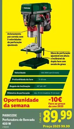 Lidl PARKSIDE Perfuradora de Bancada 400 W promoção