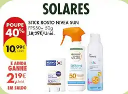 Pingo Doce Stick rosto nivea sun FPS50+ promoção